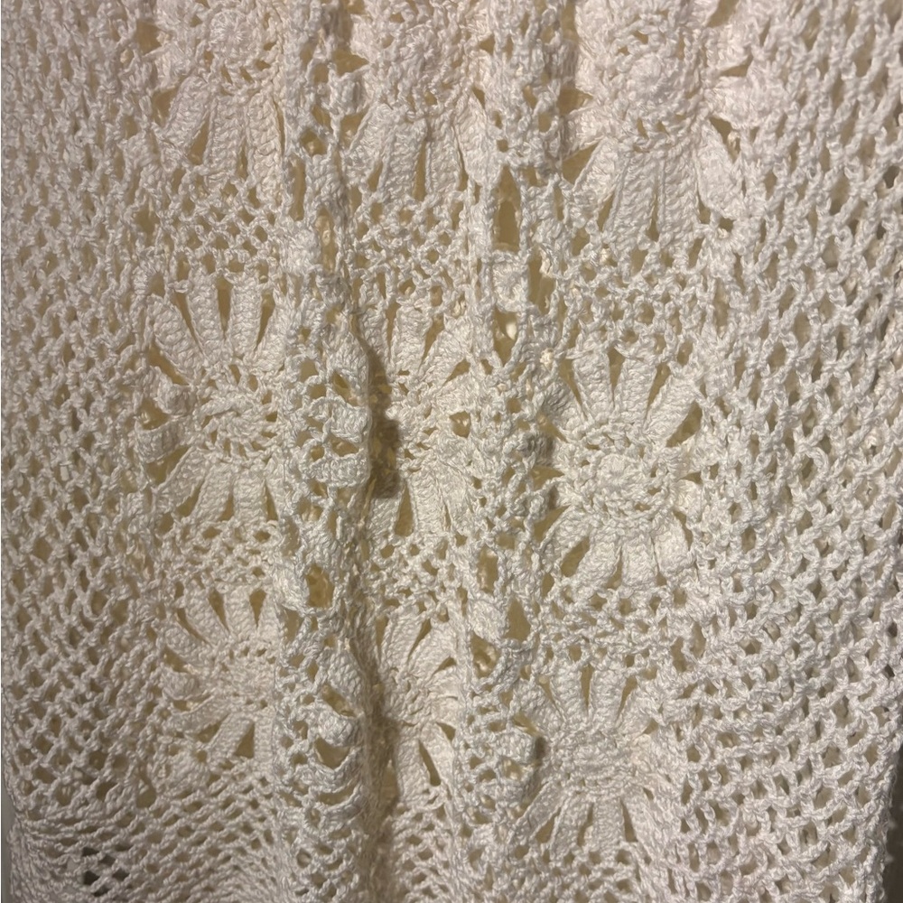 J Valdi Cream Crochet Knit Swim Cover-Up - Picture 4 of 8